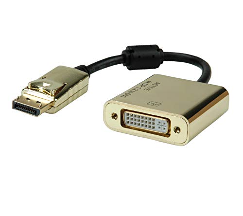 ROLINE GOLD 4K DisplayPort DVI Adapter Active v1.2 DP ST - DVI BU 0.15m, Black, Gold, 0,15 m
