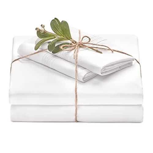 Chanasya Juego de sábanas suaves de 4 piezas, microfibra de percal, sábana bajera, sábana encimera y fundas de almohada, bolsillo profundo, transpirable, resistente a las arrugas (King), color blanco
