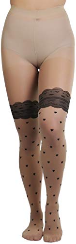 Image of ToBeInStyle Women's Valentine Day Themed Opaque Sheer Pantyhose w /Heart Love