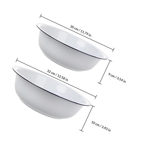Set 2 pzas Tazones Esmaltados Blancos 30cm y 32cm miniatura 2