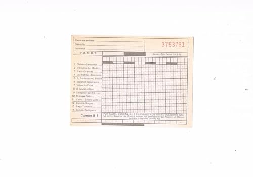 QUINIELA ANTIGUA FUBOL SIN RELLENAR JORNADA 30 1976