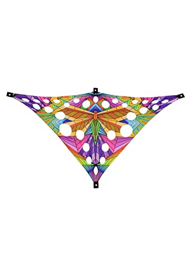 PSYWORK Schwarzlicht Segel Spandex | Dreieck S Neon Polygon Dragonfly | 1,0 x 1,75m | UV-aktiv | leuchtend | Wandtuch Wandbehang Stoff Neon Deko Party Tuch Tapestry Poster Psy Goa