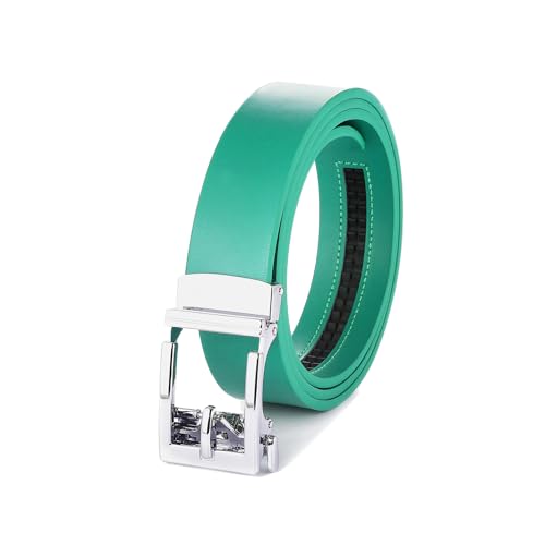 Image of Gelante Genuine Leather Ratchet Dress Belt With Automatic Sliding Buckle - Minimalistic Style-Trim to Fit