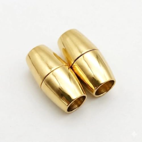 Image of Beadsnfashion 10 Pcs Oval Magnetic Leather Cord Connectors Clasp 16x8 mm, 4.75mm Hole Size- Gold Finish | Premium Magnetic Clasp for Jewellery Making, Bracelets & Necklaces | Essential Jewelry Findings for DIY Crafting