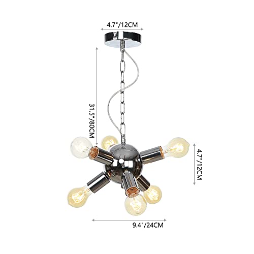 Lustre Spoutner au design chrome chic avec 6 douilles E27 - 4