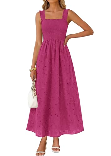 Image of KIRUNDO Summer Lace Dress for Women Eyelet Maxi Sundress
