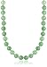 Rhodium-Plated Sterling Silver Green Jade Strand Necklace, 18"