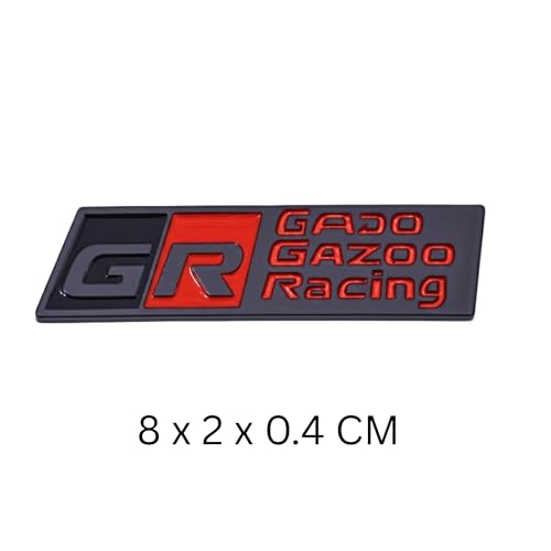 Image of KMH Premium GR GADO GAZOO Racing Car Logo Sticker | Racing Sport Cars Brand Emblem Badge Logo Sticker Decals for Car Accessories (Black with Red) Medium Pack of 1
