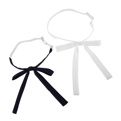 2Pcs Japanese Style Women Bow Tie Adjustable Narrow Long Necktie with Matte Finish for School Uniforms and Casual Outfits Elegant Design for Modern Wardrobe