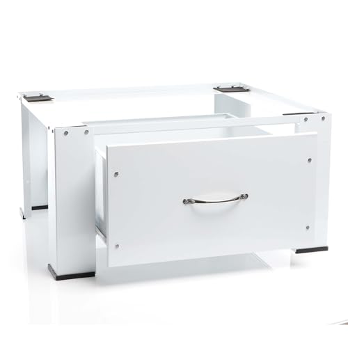 WilTec Elevador para Lavadora Base Soporte con cajón Pedestal para Lavadora hasta 150 kg