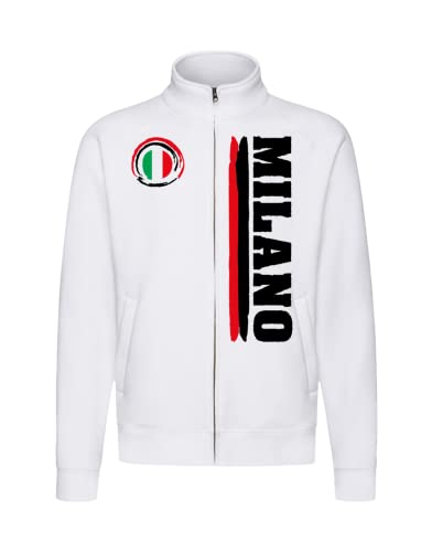 Sudadera Milano Full Zip - Chaqueta Milán Ciudad Sport Varios Colores Tifosis Fútbol Ultras - Tallas de la S a la XXL, Color blanco., M