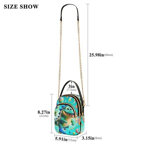 Playful Cute Alligator Blue Single Shoulder Handbags Quilted Phone Purse Chain Strap Handbag Cute Crossbody Clutch Zipper Tote3