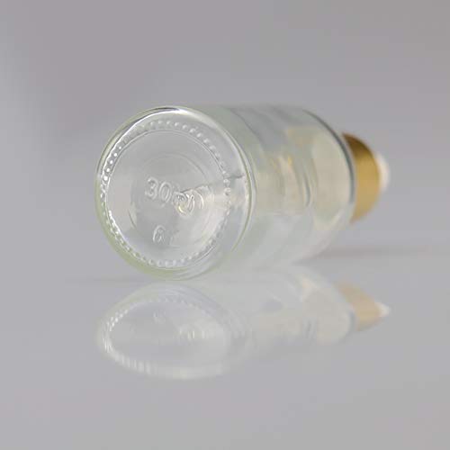 Aland Cosmetic Bottle,Mini 5ml-100ml Transparent Glass Reagent Liquid Pipette Empty Cosmetic Bottle Transparent + Golden + White 30ml