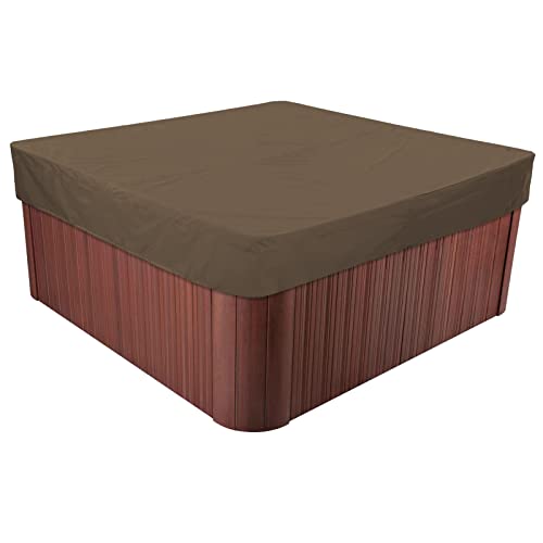 LDIW Housse/Bache pour Bain à Remous Carrée Couverture de Spa de Jardin Tissu Oxford 210D Imperméable Protection UV,café,215x215x30cm Cover