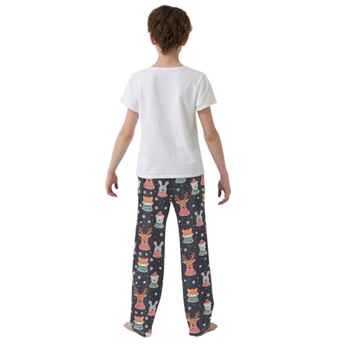 Winter Fox Bunny Boys Long Pants Soft Trousers Elastic Waist Kids Lounge Bottoms with Pockets S-XL3