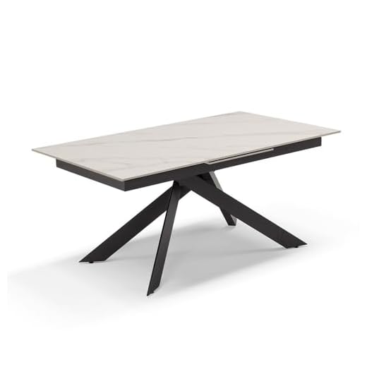 REDÒKASA Tavolo allungabile da pranzo 170x90 fino a 220 CM modello ANTARES per sala da pranzo, cucina e soggiorno, design moderno con top in grès ceramico (Top Grès Marmo di Carrara)