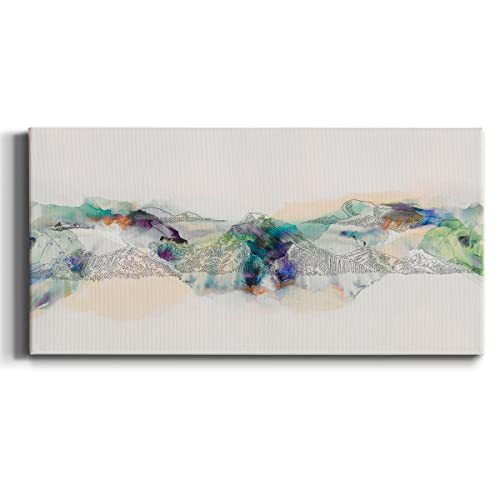 Renditions Gallery Canvas Wall Art Modern Paintings & Prints Decorations Blue Vibrant Mountain Range Abstract Nature Canvas Wall Hanging Artwork for Bedroom Office Kitchen - 20"x40" -LT515