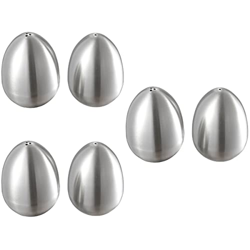 Hemoton 6 Pcs Stainless Steel Egg Shape Salt 3 Hole Spice Containers Salt Sugar Dispenser