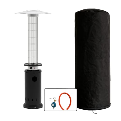 TEMPO STYLE - Stufa a Gas da Esterno Eclissi | Riscaldatore Rapido 360° a Propano - Potenza 13kW Copertura e Regolatore Inclusi | Design Moderno, Adatta a Bombole 5-10kg Per Giardino, Terrazzo, Bar e