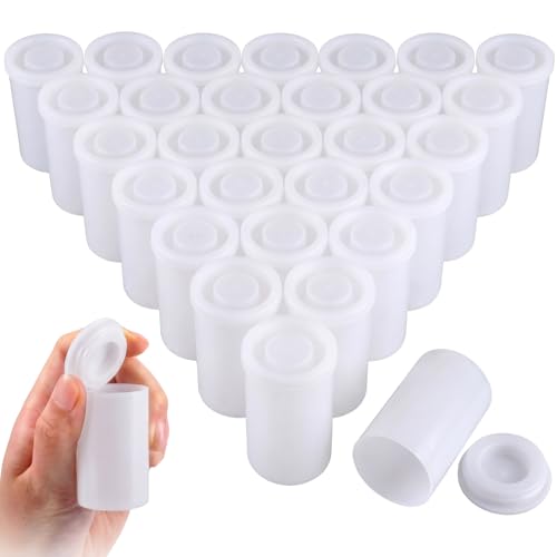 Image of JOVITEC 30 Pieces Plastic Film Canister Holder, 35 mm Empty Camera Reel Containers, Storage Containers Case with Lids for Storing Small Accessories, Film, Keys, Coins, Art Beads(White)