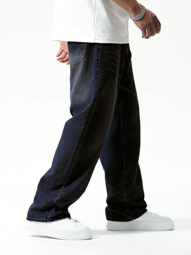 Image of GRECIILOOKS Men Jeans || Baggy Fit Jean's for Man || Loose Fit High Rise Denim || Stretchable Casual Wear Jean,s || Dance Rap Rapping Style Pant for Men || Denim Cotton Jeans