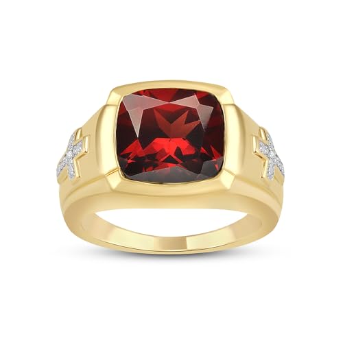 2 Carat Garnet Engagement Ring for Men Sterling Silver/10K/ 14K/ 18K Real Gold Ruby Ring for Men Gemstone Gifts for Him Men’s Luxury Jewelry Size 4-16 -3