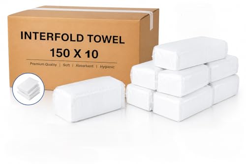 Alsaqer Premium Interfold Tissue Paper [150 Sheets x 10 ] Packs | Premium and 2-Ply Laminated Thick Paper Soft Absorbent | For Office Home Hotel Car Camping & Commercial Use Combo Value Pack