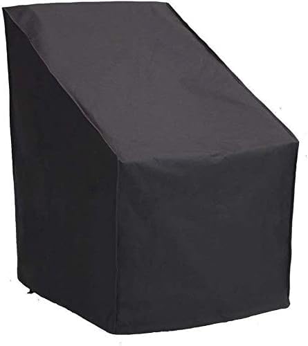 Funda Impermeable para Sillas de Jardín - Modelo BI015PR - Cuenta con Cierre Ajustable - Uso Exterior e Interior - Fabricada con Tela de Poliéster y PVC - 107x61x68 cm - Color Negro - Bikain