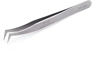 Salmue Tweezers Set, Eyelash Extension Tool Stainless Steel Anti-Static Bent Straight/Curved Tweezers for False Fake Eyelashes Nail Art Rhinestones Crystals Decorations & Handicrafts Crafting(02#)