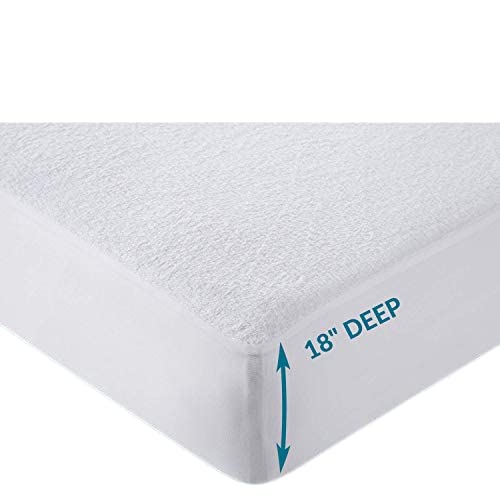 100% Waterproof Mattress Protector Cal King Size Terry Cotton 15 inch Deep Pocket Mattress Cover-White Size-Cal-King 72 x 84 inches-image-12