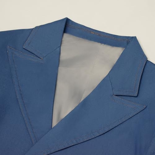 Women’s Blue Denim Skirt Suit 2 Piece Single Breasted Blazer Vintage Casual Lady Suit Sets3