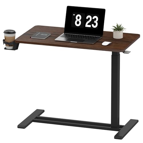 FLEXISPOT Adjustable C Table with Wheels, Mobile Snack Side End Table Sofa Couch Bedside Table Laptop Rolling Cart TV Tray Night Stand for Small Space Side Table(31.5" W x 17.7" D,Rustic Brown)