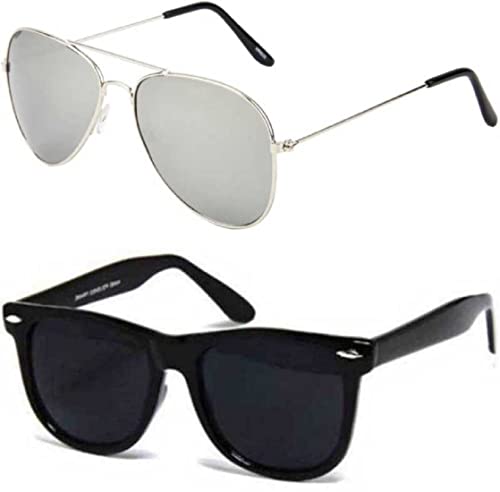 Image of UV-Protected Unisex Wayfarer And Aviator Combo Pack Of 2 Sunglasses