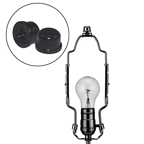 Image of 2 Pieces Lamp Finial Knob Solid Lamp Finial Caps Tapped of Tops for Lamp Harp Tops Lamp Finial Knob Lamp Accessories (Black)
