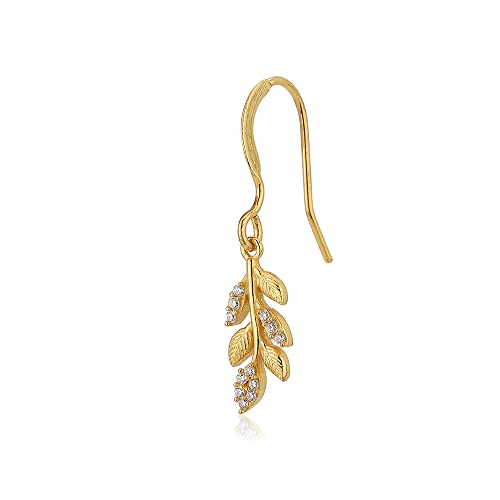 Image of Carlton London Women's Gold-Plated Leaf Shaped Drop Earrings FJE3617