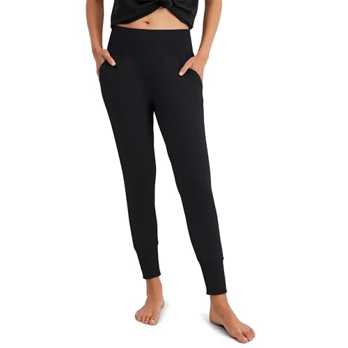 Jockey Women's Loungewear Cotton Modal Foldover Jogger, Black, L