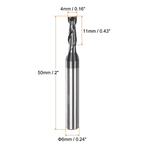 Image of HARFINGTON Square End Mill 4mm x 11mm Cutting 6mm Shank Micro Grain Solid Carbide AlTiN Coated 2 Flutes Milling Bit Cutter for Alloy Hardened Steel Aluminum