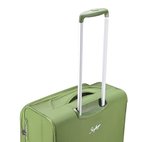 Image of Skybags Liteaer Check-in Trolley Bag - Medium, 69cms | Premium Soft-Sided Luggage for Travel with Smooth 8 Wheels & TSA Lock - Olive