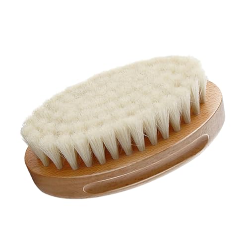 Garneck Cepillo de Lana Natural Ovalado para Ñiño Cepillo de Baño Suave Masajeador de Cuero Cabelludo Adecuado para Champú y Limpieza Delicada