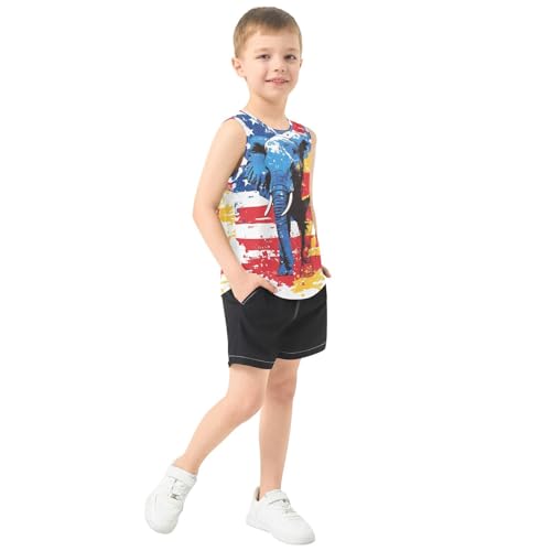 Boys Tank Top Shirts American Style Sleeveless T-Shirts Crew Neck for Kids Clothing Children4