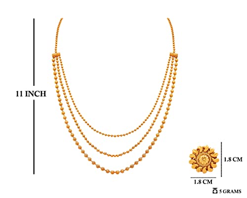 JFL - Jewellery for Less Traditional and Ethnic One Gram Gold Plated Multi Strands Round Gold Bead Necklace for Women & Girls,Valentine