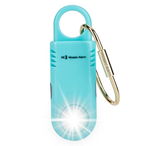 135dB Rechargeable Personal Safety Alarm Strobe Light Non Slip Grip Keychain Siren for Women Students. Flashlight Hiking Bear Alarm Emergency Mutual SOS Paging Alerts Loud Sound. Aqua