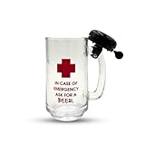 Framan Jarra de cerveza para Emergencias. Jarra de Cristal con Timbre. In Case of Emergency Ask for a Beer. 400 ml. Cristal y metal (English)