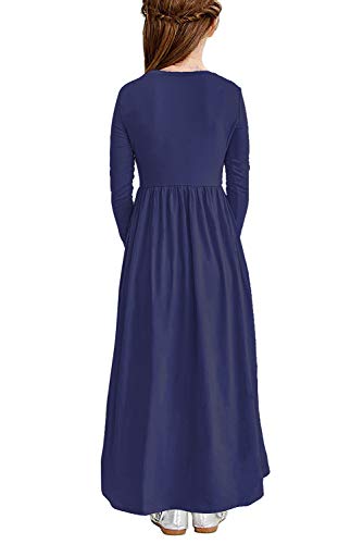Image of storeofbaby Girls Floral /Solid Maxi Dress Floor Length with Pockets Casual