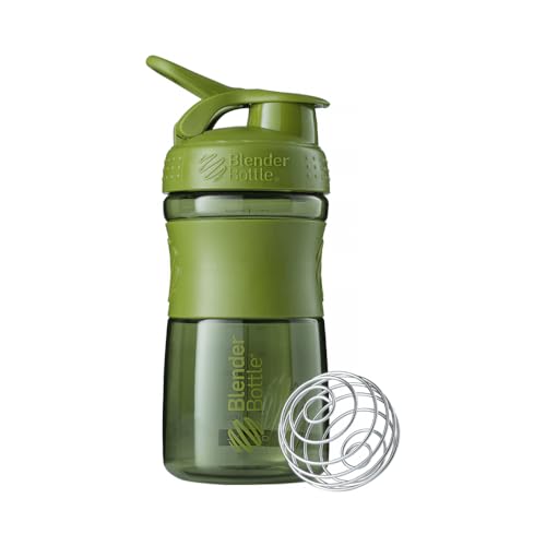 BlenderBottle SportMixer Tritan Grip Shaker Bottle, Moss Green, 20-Ounce