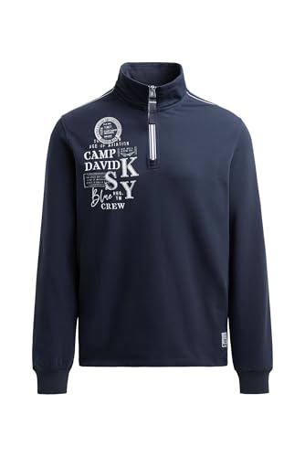 Camp David Herren Troyer-Sweatshirt mit Zipper und Artworks Blue Navy, L Camp David Herren Troyer-Sweatshirt mit Zipper und Artworks Blue Navy, L