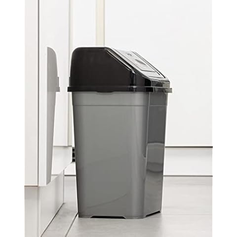 Spetebo Abfalleimer in grau mit Schwingdeckel Cover