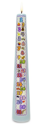 Celebration Candles New Contemporary 1-21 Year Countdown Numbered Birthday Candle, Blue