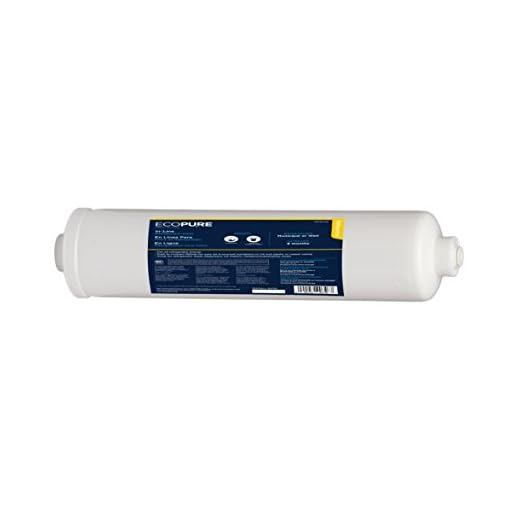 EcoPure EPINL20 In-Line Refrigerator Water and Icemaker Filter - Universal, Fits All Major Brand Refrigerators - High Capacity - Built to Last,White, 1 Count (Pack of 1)