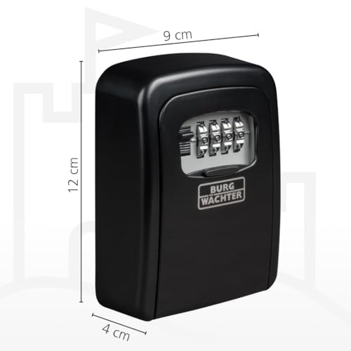 Burg-Wächter Schlüsseltresor mit 4-stelligem Zahlencode für außen und innen, Sicher, Wandmontage, Key Safe 30 SB, Schwarz